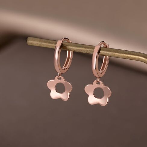 Sluynz Solid 925 Sterling Silver Flower Hooop أقراط للنساء المراهقات اللطيفات الزهرة الأبعاد أقراط Huggie in Saudi Arabia