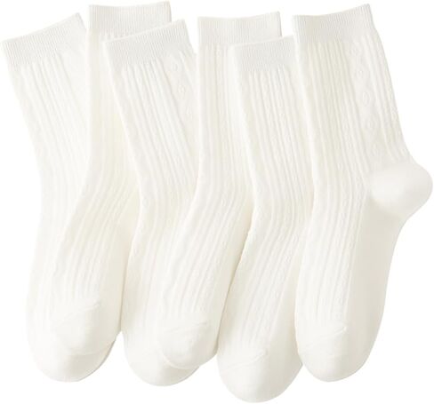 Womens Cute Crew Socks Diamond Knit Lightweight Long Cotton Boot Socks in Saudi Arabia