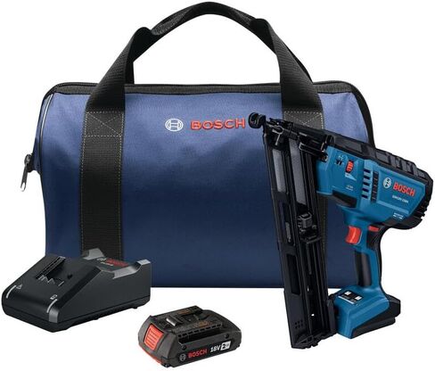 جهاز تثبيت المسامير بزاوية 15 قياس 18 فولت من BOSCH GNH18V-15MAN - دقة للمساحات الضيقة، يثبت ما يصل إلى 1200 مسمار لكل شحنة، تفعيل بيد واحدة، إزالة المربى بدون أدوات، خطاف الحزام (أداة عارية) in Saudi Arabia