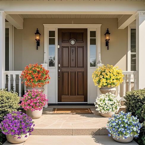 16 Bundles Artificial Flowers for Outdoors Decoration, Fake Pansy Flowers UV Resistant Silk Faux Pansies Spring Plants for Outside Planter Window Box Front Door Yard Home Decor, Mixed Colors in Saudi Arabia
