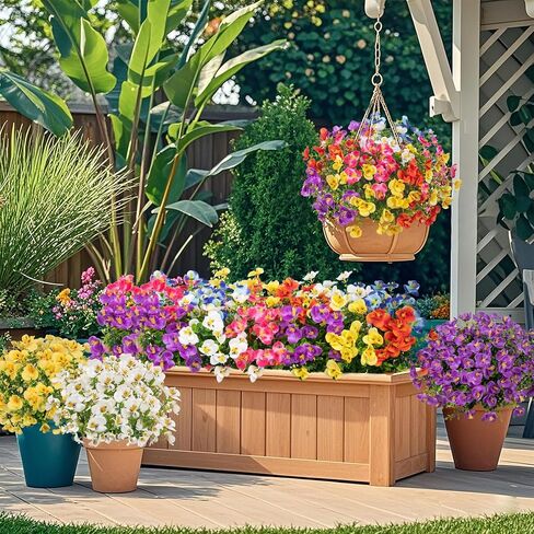 16 Bundles Artificial Flowers for Outdoors Decoration, Fake Pansy Flowers UV Resistant Silk Faux Pansies Spring Plants for Outside Planter Window Box Front Door Yard Home Decor, Mixed Colors in Saudi Arabia
