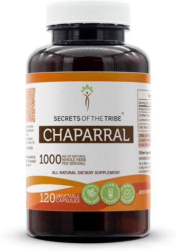 Secrets of the Tribe Chaparral 120 كبسولة (قطعتان)، 1000 مجم، أوراق وزهور شابارال (لاريا ترايدنتاتا) المجففة (2 × 120 كبسولة) in Saudi Arabia