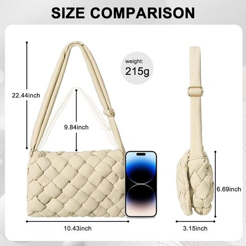 NAARIIAN Puffer Crossbody Bag for Women Lightweight Quilted Puffer Shoulder Bags with Adjustable Strap Puffy Woven Purse in Kuwait
