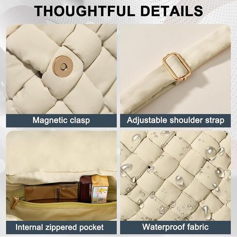 NAARIIAN Puffer Crossbody Bag for Women Lightweight Quilted Puffer Shoulder Bags with Adjustable Strap Puffy Woven Purse in Kuwait