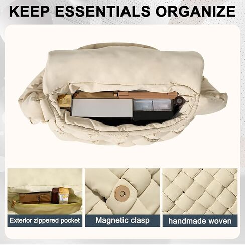 NAARIIAN Puffer Crossbody Bag for Women Lightweight Quilted Puffer Shoulder Bags with Adjustable Strap Puffy Woven Purse in Kuwait