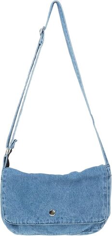 حقيبة Yunzh Denim Hobo ، نمط غير رسمي خفيف الوزن الكلاسيكي الرجعية المتسوق محفظة الكتف حقيبة مراسلة حقيبة اليد in Kuwait