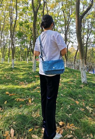 حقيبة Yunzh Denim Hobo ، نمط غير رسمي خفيف الوزن الكلاسيكي الرجعية المتسوق محفظة الكتف حقيبة مراسلة حقيبة اليد in Kuwait