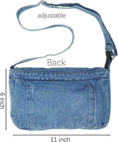 حقيبة Yunzh Denim Hobo ، نمط غير رسمي خفيف الوزن الكلاسيكي الرجعية المتسوق محفظة الكتف حقيبة مراسلة حقيبة اليد in Kuwait