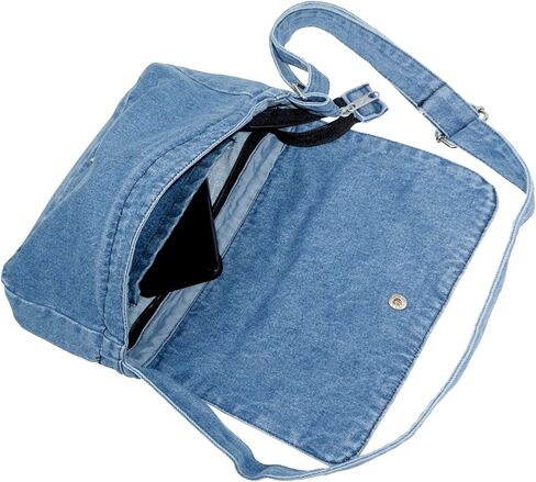 حقيبة Yunzh Denim Hobo ، نمط غير رسمي خفيف الوزن الكلاسيكي الرجعية المتسوق محفظة الكتف حقيبة مراسلة حقيبة اليد in Kuwait