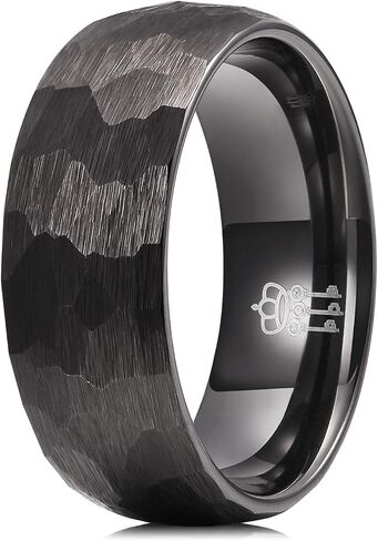 THREE KEYS JEWELRY Tungsten Rings for Men Women Unisex Wedding Band Hammered Engagement Rings Domed Matte Brushed in Saudi Arabia