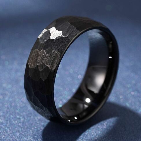 THREE KEYS JEWELRY Tungsten Rings for Men Women Unisex Wedding Band Hammered Engagement Rings Domed Matte Brushed in Saudi Arabia