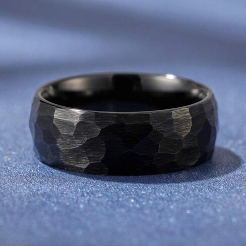 THREE KEYS JEWELRY Tungsten Rings for Men Women Unisex Wedding Band Hammered Engagement Rings Domed Matte Brushed in Saudi Arabia