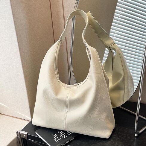 Leather Hobo Bags for Women Slouchy Tote Bag Retro PU Leather Purse Soft Shoulder Handbags Large Work Tote Bag 2pcs in Kuwait