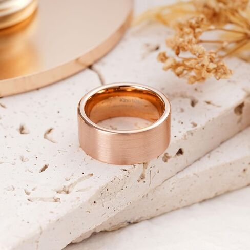سيل King Basic Gold/Rose Gold/Brown Plated Tungsten Band for Men/Women ، 2mm/4mm/6mm/8mm/10mm/12mm Width Band Rings ، Pipe Cut Matte Finish Band Band Band Fit Fit Fit in Saudi Arabia
