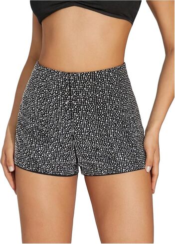 Shenhe Women's Sparkly Rhinestone Sexy High Weist Glitter Party Rave Mini Micro Shorts in Kuwait