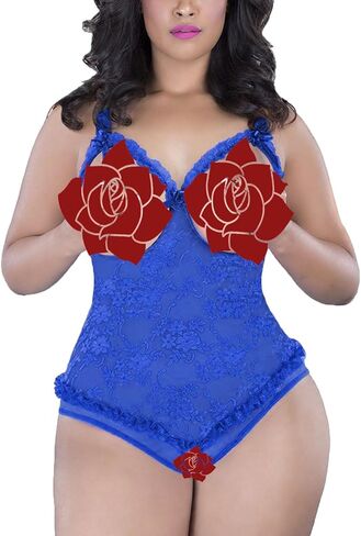 Plus Size Lingerie for Women Sexy One-Piece Teddy Valentine's Day Lingerie Bodysuit in Kuwait