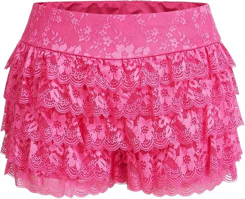 MakeMeChic Women's Plus Size Ruffle Shorts Floral Layered Lace Lolita Elastic Waist Pumpkin Short in Kuwait