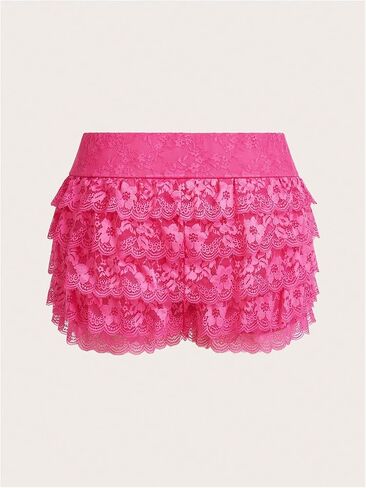 MakeMeChic Women's Plus Size Ruffle Shorts Floral Layered Lace Lolita Elastic Waist Pumpkin Short in Kuwait