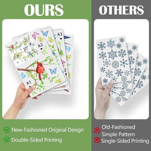 Yovkky Spring Summer Birds Branches Window Clings 4 Sheets, Cardinal Bluebird Swallow Goldfinch Chickadee Robin Stickers Decals Decor, Green Leaves Butterfly Birdhouse Home Kitchen Decorations in Saudi Arabia