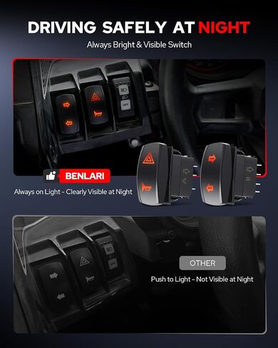 Benlari UTV ATV Turn Signal Kit - Upgraded Switchable Amber/White LED Light, Brighter Smoked Prism Lamp Shell & Louder 110DB Horn - Universal Turn Signal Kit for UTV ATV (2-seater / 4-seater) in Saudi Arabia