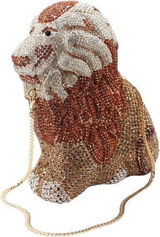 Women's Mini Lion Evening Clutch Bags Rhinestone Purse Wedding Party Prom Crystal Handbags in Kuwait