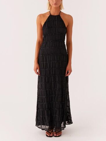 Women Summer Halter Neck Maxi Dress Flowy Ruffle Tiered Sleeveless Sundress Boho Backless Spaghetti Strap Long Dress in Kuwait