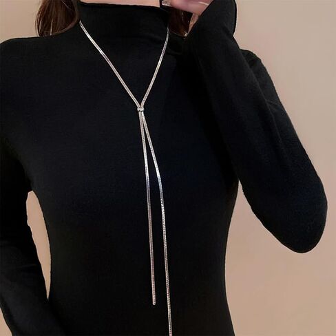 Dainty Gold Lariat Statement Necklaces for Women Vintage Snake Bone Chain Y Necklace Herringbone Link Pendant Necklace Holiday Party Jewelry Gifts in Saudi Arabia