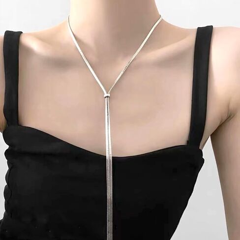Dainty Gold Lariat Statement Necklaces for Women Vintage Snake Bone Chain Y Necklace Herringbone Link Pendant Necklace Holiday Party Jewelry Gifts in Saudi Arabia