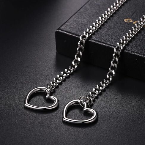 Slip Chain Necklace Choker for Women: Stainless Steel Punk Heart O-ring Charm Adjustable Lariat Y-Necklace Cuban Chain Jewelry Valentines Halloween in Saudi Arabia