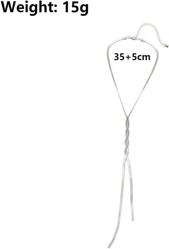 Twisted Snake Bone Chain Y Necklace for Women Vintage Adjustable Herringbone Long Tassel Choker Minimalist Snake Link Metal Necklace Wedding Jewelry in Kuwait