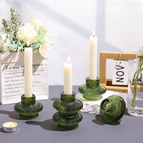 Taper Glass Candlestick Holders Tealight Candle Holders for Table Centerpieces, Fall Wedding Decor and Dinner Party Halloween Thanksgiving Decor (8 Pcs, Brown) in Kuwait