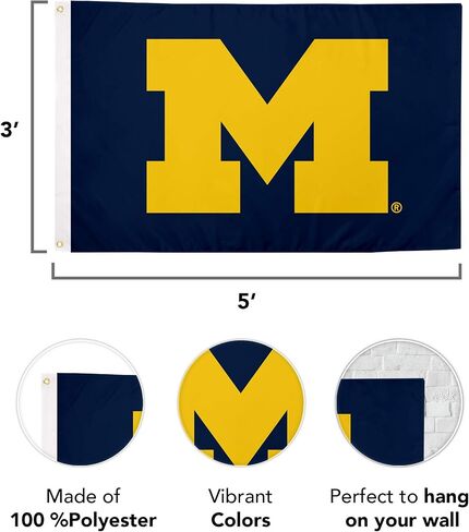 Desert Cactus University of Michigan Flag Wolverines UM U of M Flag Banners 100% Polyester Indoor Outdoor 3x5 feet Flags (Design 2) in Saudi Arabia