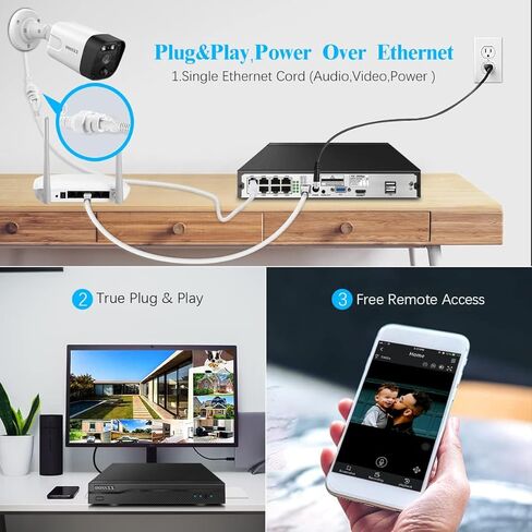 مسجل فيديو شبكة OOSSXX 8.0/4K ميجابيكسل 8 قنوات POE NVR، يدعم ما يصل إلى 8 × 8 ميجابكسل/4K كاميرات IP، محرك أقراص ثابتة بسعة 8 تيرابايت بحد أقصى (القرص الصلب غير متضمن) in Saudi Arabia