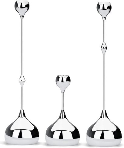 Modern Candle Holders Set of 3 - LHQOO Taper Candle Holders for Table Decor, Elegant Minimalist Design, Perfect for Weddings, Parties, and Home Decor (Silver) in Saudi Arabia