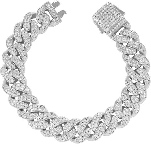 LuxeFlex Cuban Link Bracelet for Men and Women, 8mm 14K Gold/White Gold Plated, 5A Zircon Iced Out Cuban Link Chain Bracelet Set, Diamond CZ Rapper Necklace, Miami Hip Hop Jewelry in Kuwait