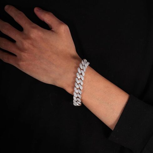 LuxeFlex Cuban Link Bracelet for Men and Women, 8mm 14K Gold/White Gold Plated, 5A Zircon Iced Out Cuban Link Chain Bracelet Set, Diamond CZ Rapper Necklace, Miami Hip Hop Jewelry in Kuwait