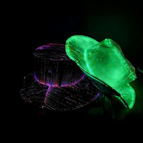 LED Light Up Cowboy Hat 7 Colors توهج في قبعات رعاة البقر المظلمة USB القابلة لإعادة الشحن مع تحويل دلو لمهرجان EDM in Saudi Arabia