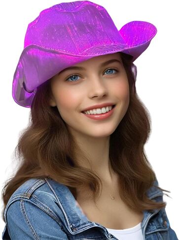 LED Light Up Cowboy Hat 7 Colors توهج في قبعات رعاة البقر المظلمة USB القابلة لإعادة الشحن مع تحويل دلو لمهرجان EDM in Saudi Arabia