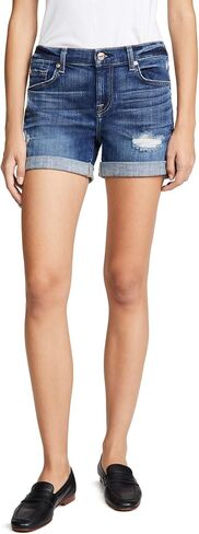 7 For All Mankind Women's Relaxed Mid Roll Shorts in Broken Twill Plaza in Saudi Arabia