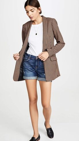 7 For All Mankind Women's Relaxed Mid Roll Shorts in Broken Twill Plaza in Saudi Arabia