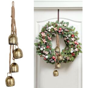 Handmade Chimes Handheld Cow Bell Christmas Decorations for Tree and Doors - Gold Bell Ornaments Garland - Gifts for Women and Mom