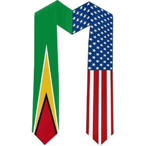 2025 Guyana Flag و USA Flag Graduation Stole Sash Class Of 2025 Treaugue وشاحًا للطلاب الدولي (ثوب البكالوريا والقبعة غير المدرجة)