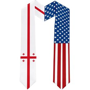 2025 ، سرق التخرج من Georgia Flag و USA Flag Class فئة وشاح التخرج 2025 للطالب الدولي (ثوب البكالوريا والقبعة غير المدرجة)