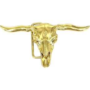 LAXPICOL Cool Western Cowboy Longhorn Bull Belt Buckle For Men Golden Tone