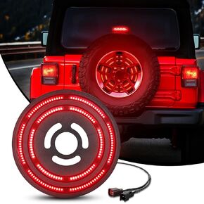 Nilight Spare Tyre Tyre Light Red Double Row Ring 3rd Third Stop Leal Wheel Lights Slop و Play Fit for 2018 2019 2020 2021 2022 2023 2024 2025 Jeep Wrangler JL