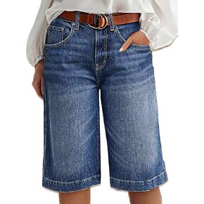 Flamingals Women’s Mid Rise Straight Leg Capri Jeans with Vintage Wash Casual Fashion Trendy Denim Cropped Pants