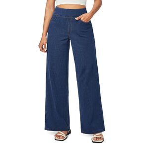 IUGA Wide Leg Jeans Woman High Waisted Pull On Baggy Jeans for Women Stretchy Trendy Womens Jean Straight Casual Denim Pants