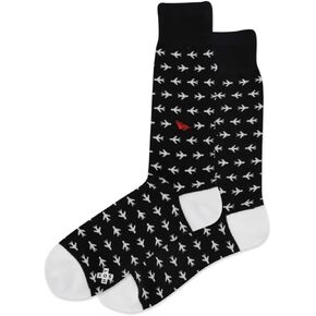 Hot Sox Men Men Paper Airplane Crew Socks 1 زوج ، أسود ، حذاء 6-12 للرجال