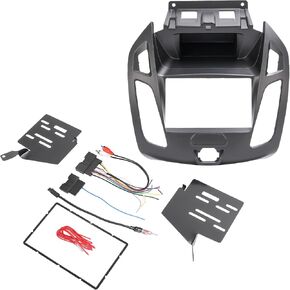 HECASA 2 DIN Dashboard Radio Panel Dash Kit Compatible with 2014-2018 Ford Transit Tourneo Connect 4-Door Equipped without CD player AM/FM ONLY Plastic Black