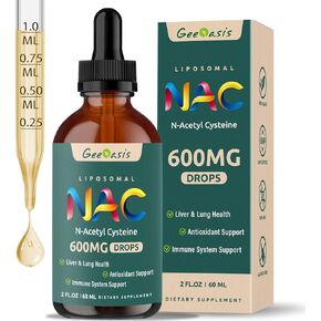Liposomal Liquid NAC Supplement N-Acetyl Cysteine Drops, N Acetyl Cysteine 600 mg with Quercetin & Zinc for Adults & Kids, Liver & Lung Support, Antioxidant, Immune & Skin Health, 2 Fl Oz